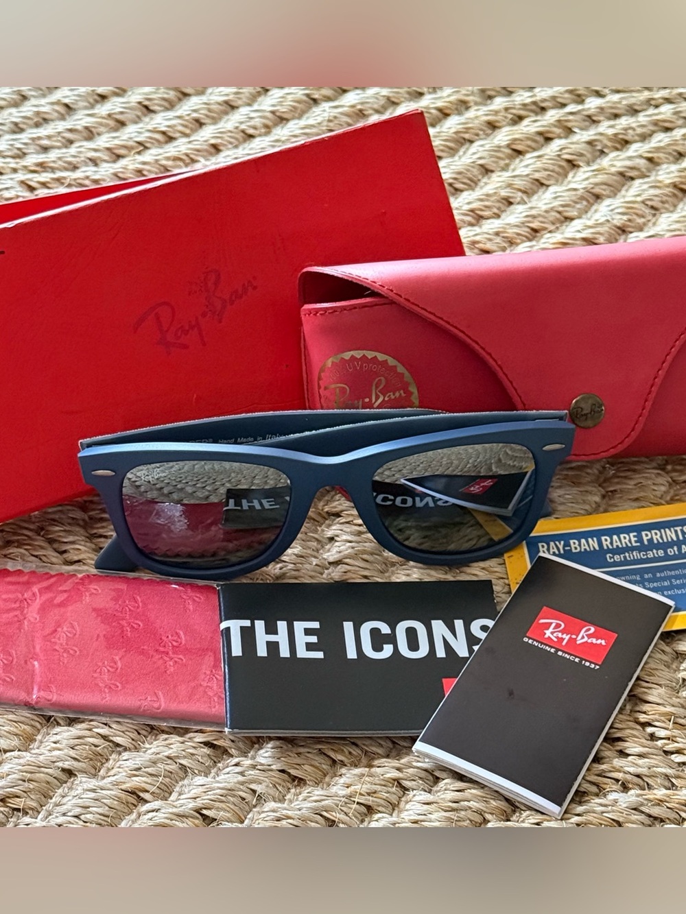 RayBan Wayfarer Matte Blue Sunglasses Urban Camouflage Arms Rare Print Series